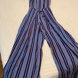Blue striped romper
